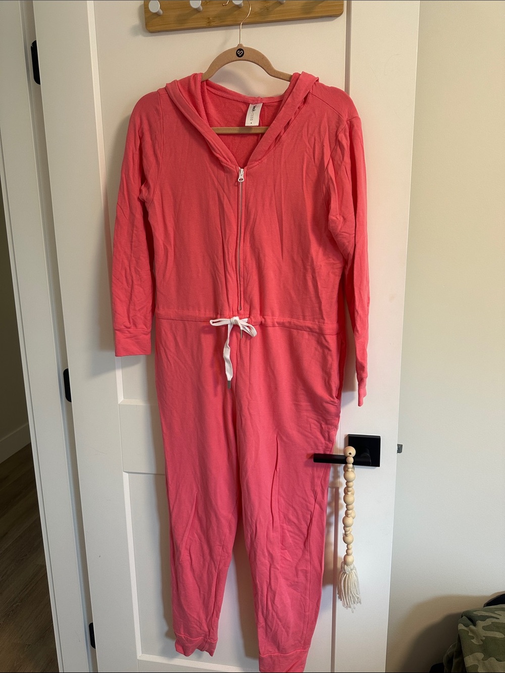 Smash + Tess Coral Pink Hooded Zip Jumpsuit